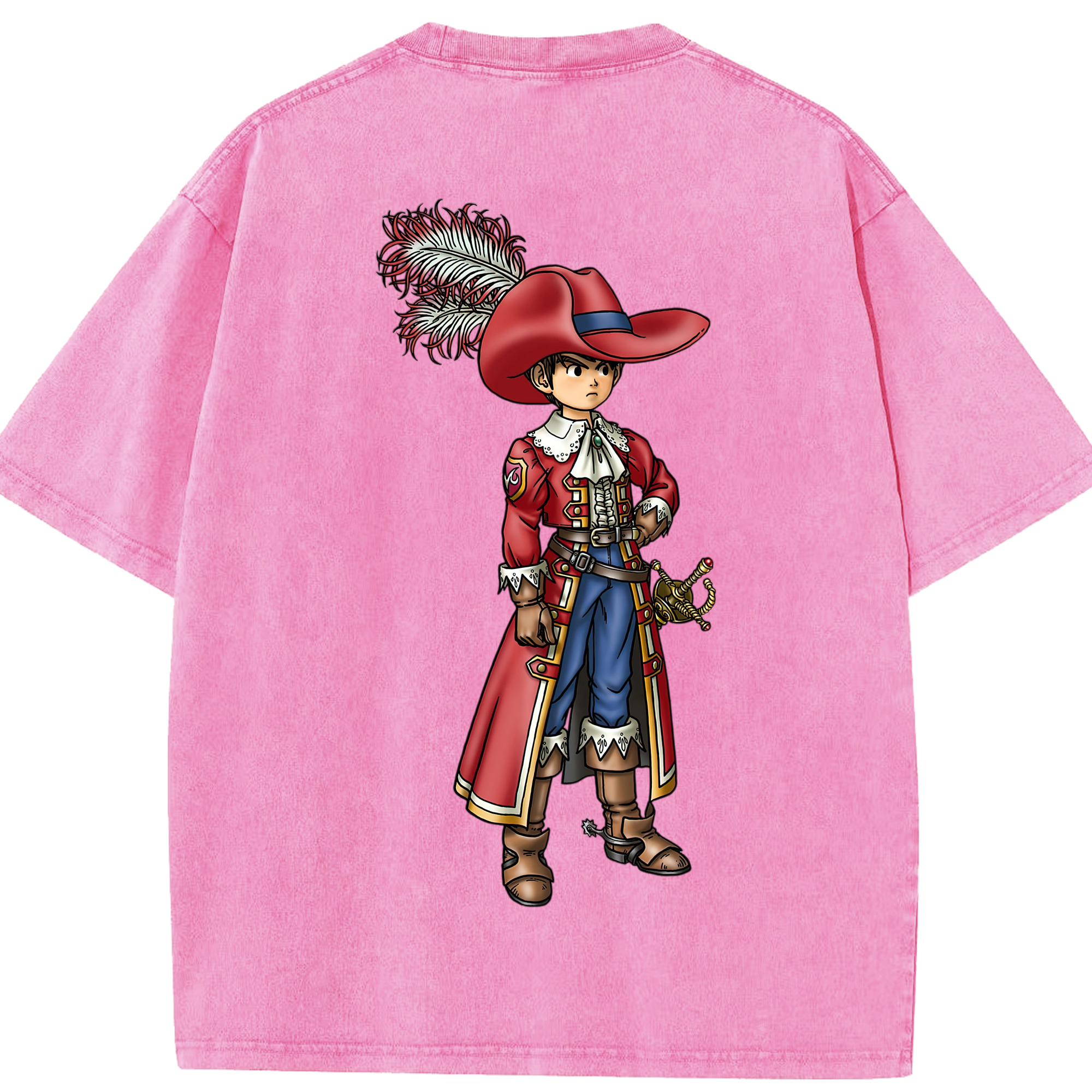 （画像用） ドラゴンクエスト Doragon Kuesuto Dragon Quest 綿100% ヴィンテージ風 半袖Tシャツ（背面プリント）